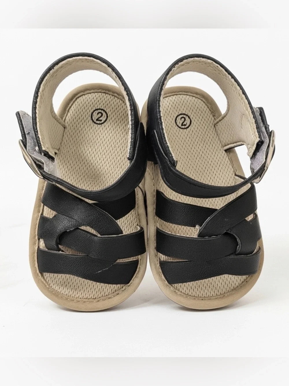 NEW 2 Pairs of Summer Sandals W/ Velcro Strap 1 White and 1 Black. Both size 2C